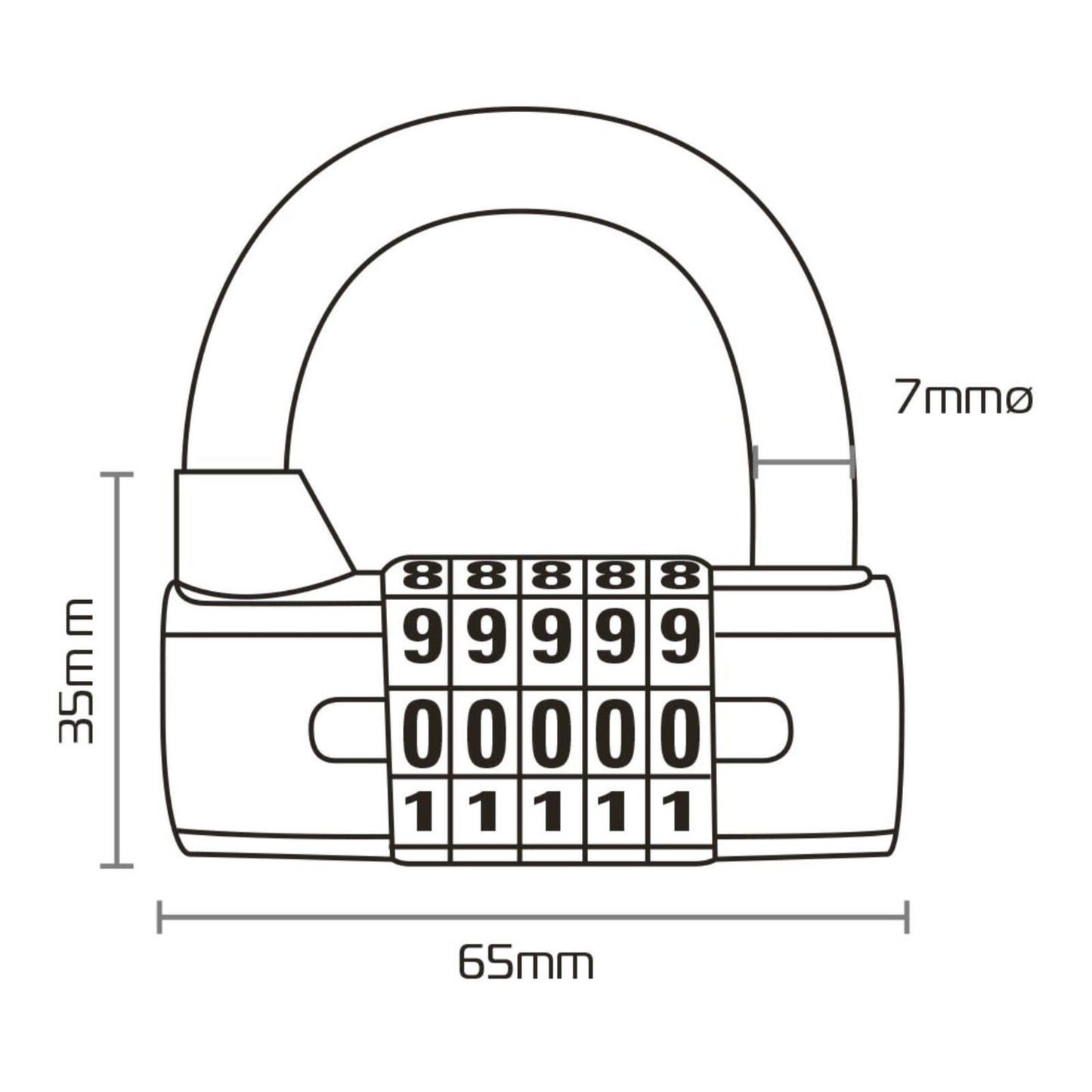 Oxford 5-Digit Combination Padlock - Black
