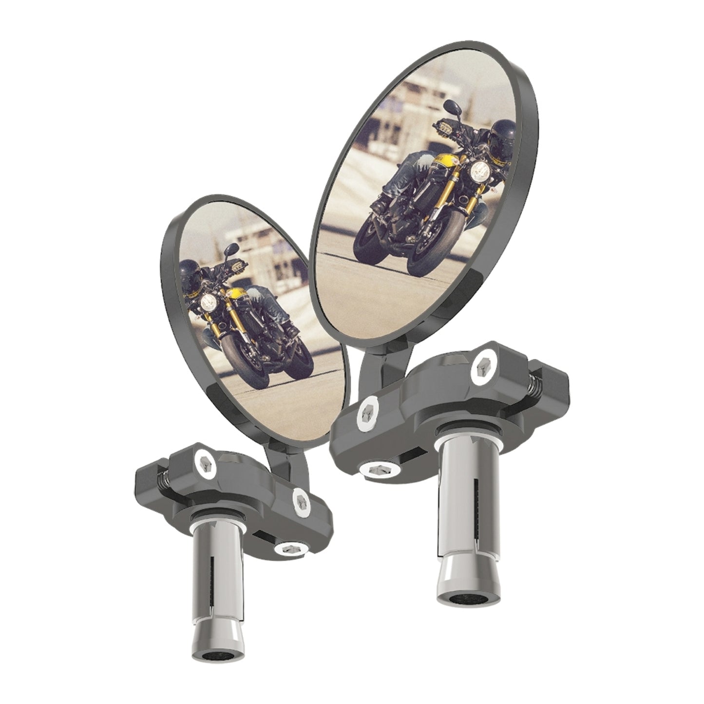 Oxford Bar End Mirrors - Silver (Pair)
