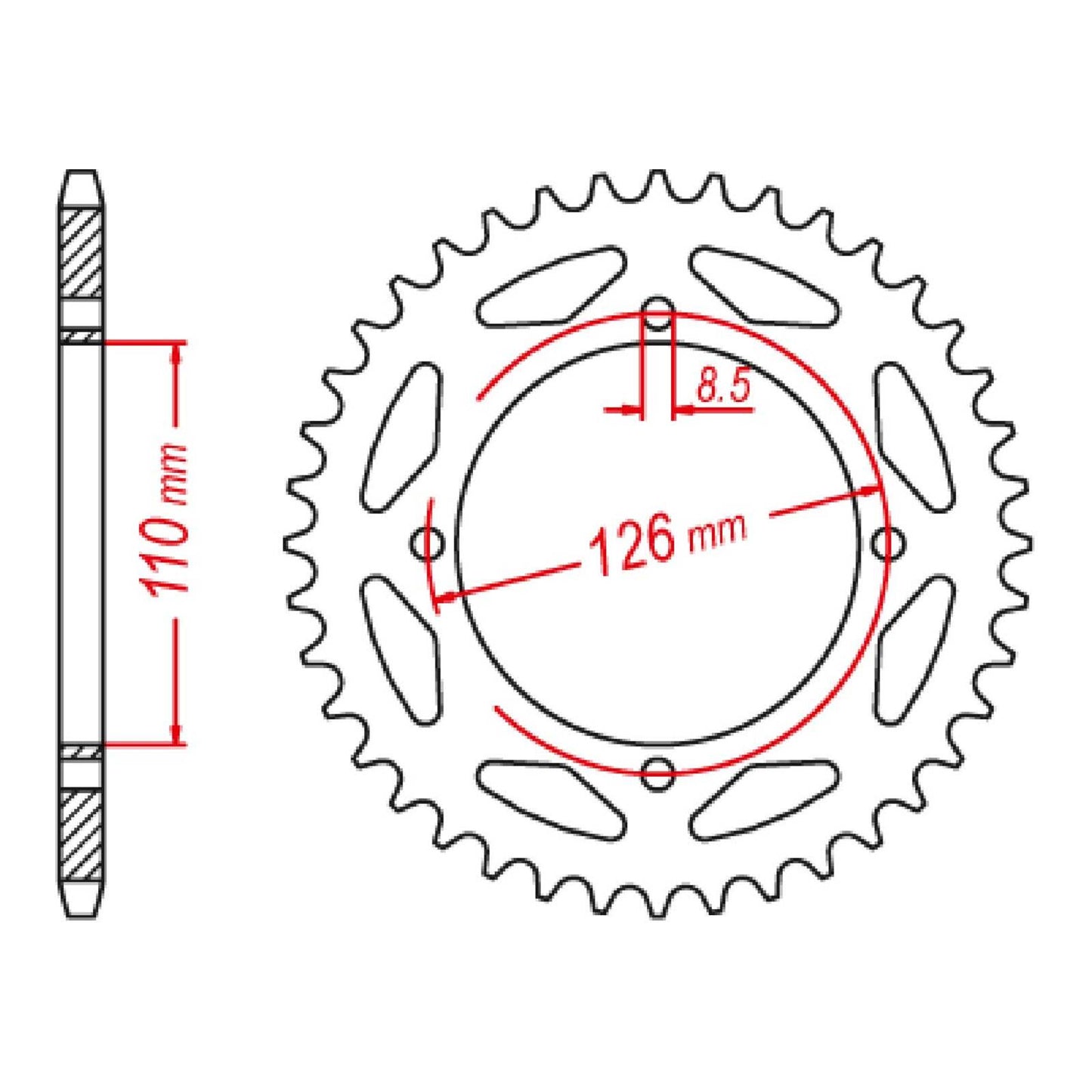 MTX 1466 Steel Rear Sprocket #428 (11-1466)