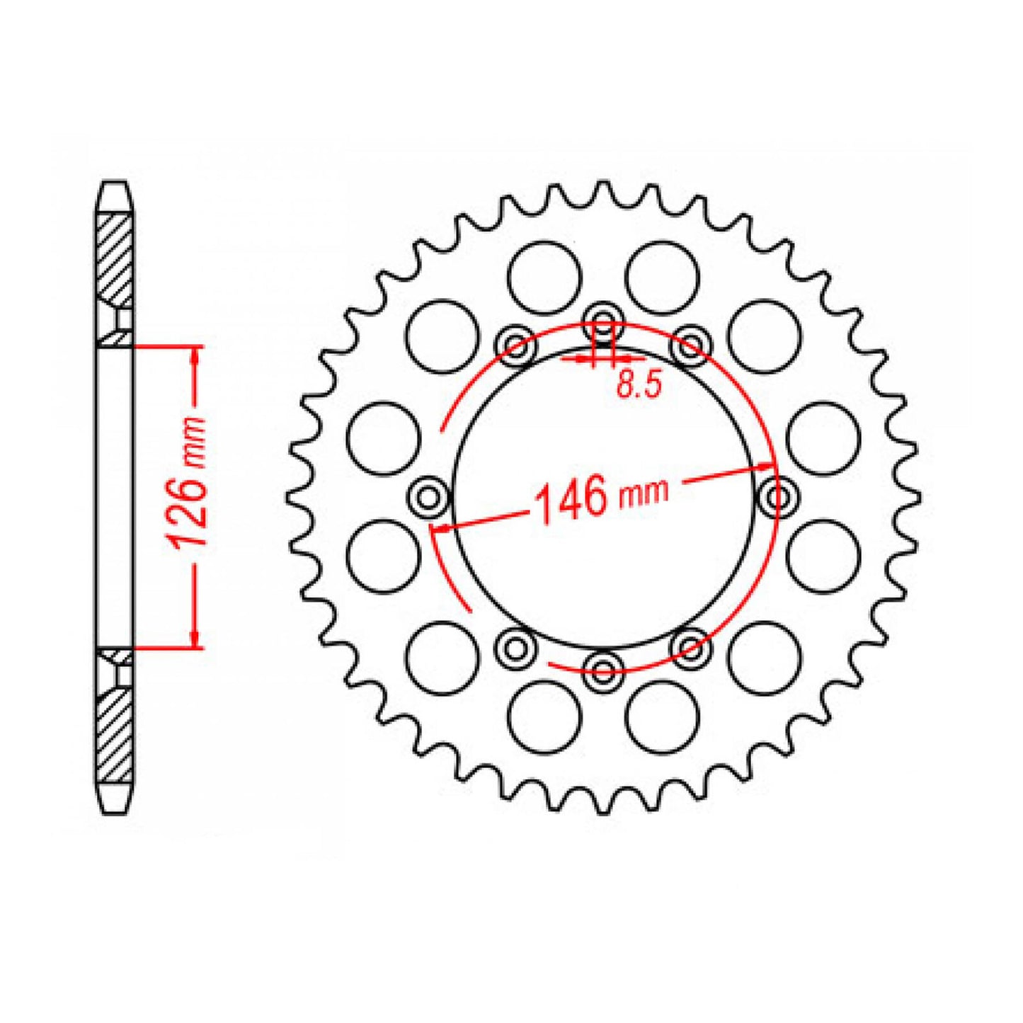 MTX 805 Steel Rear Sprocket #428 (11-01A)