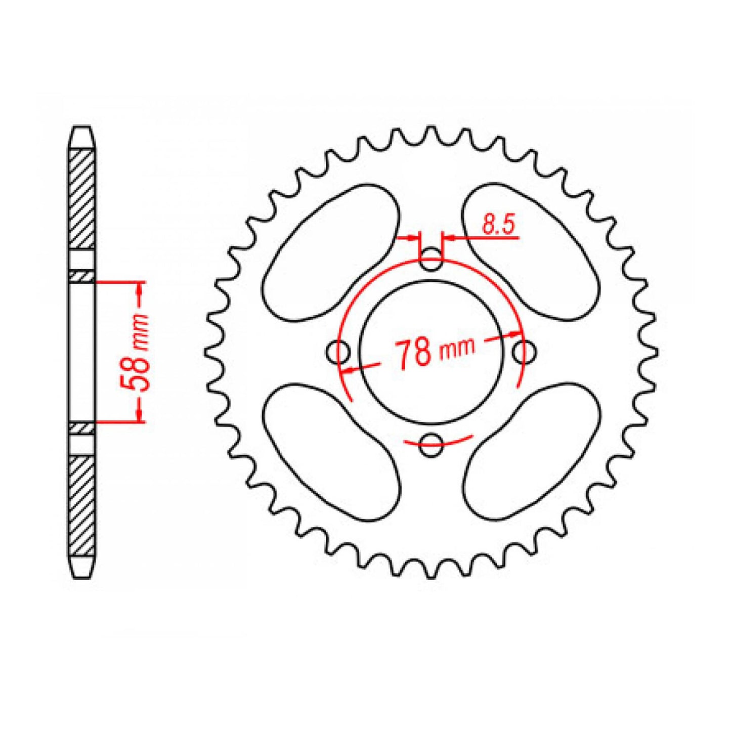 MTX 810 Steel Rear Sprocket #428 (11-208)