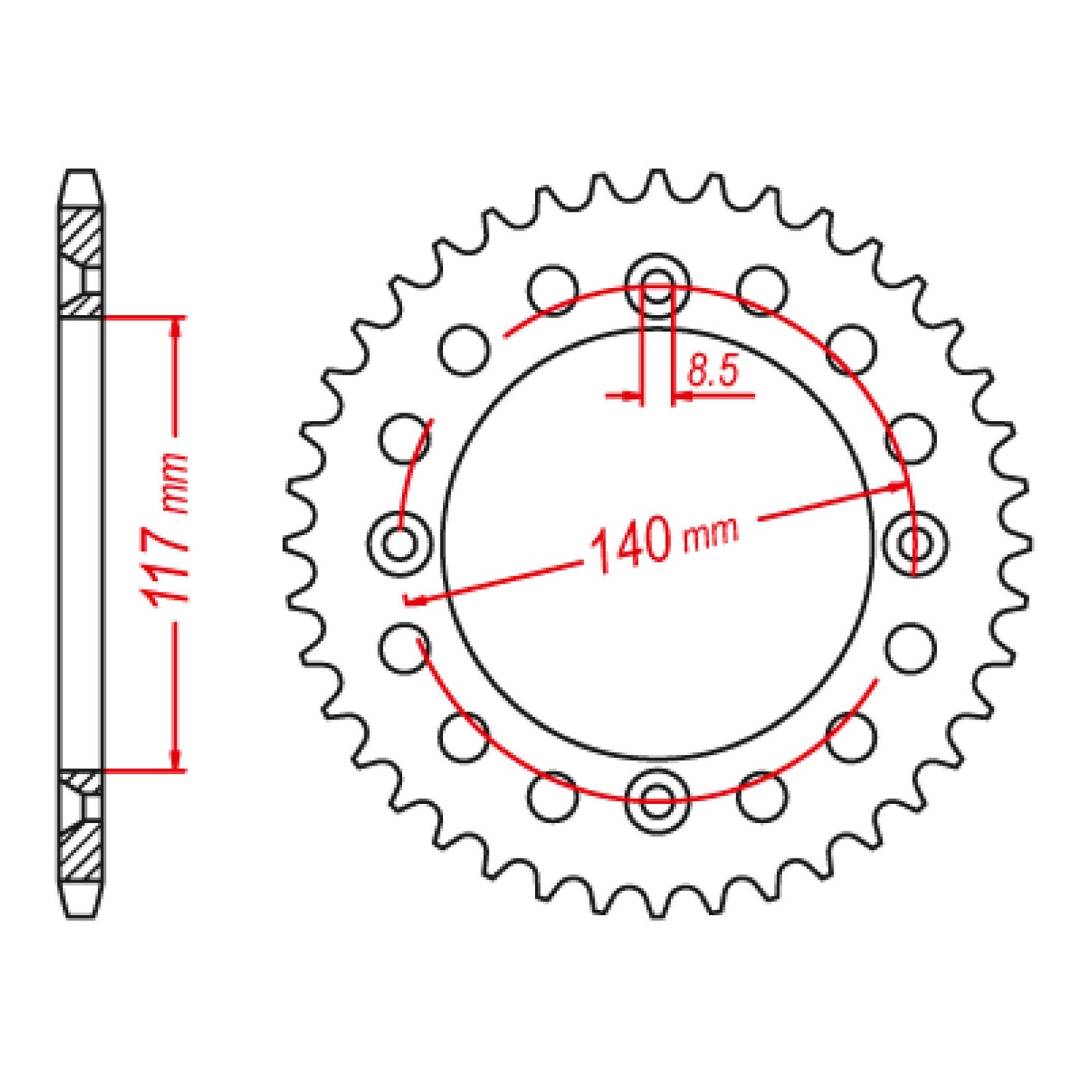 MTX 831 Steel Rear Sprocket #428 (11-39K)