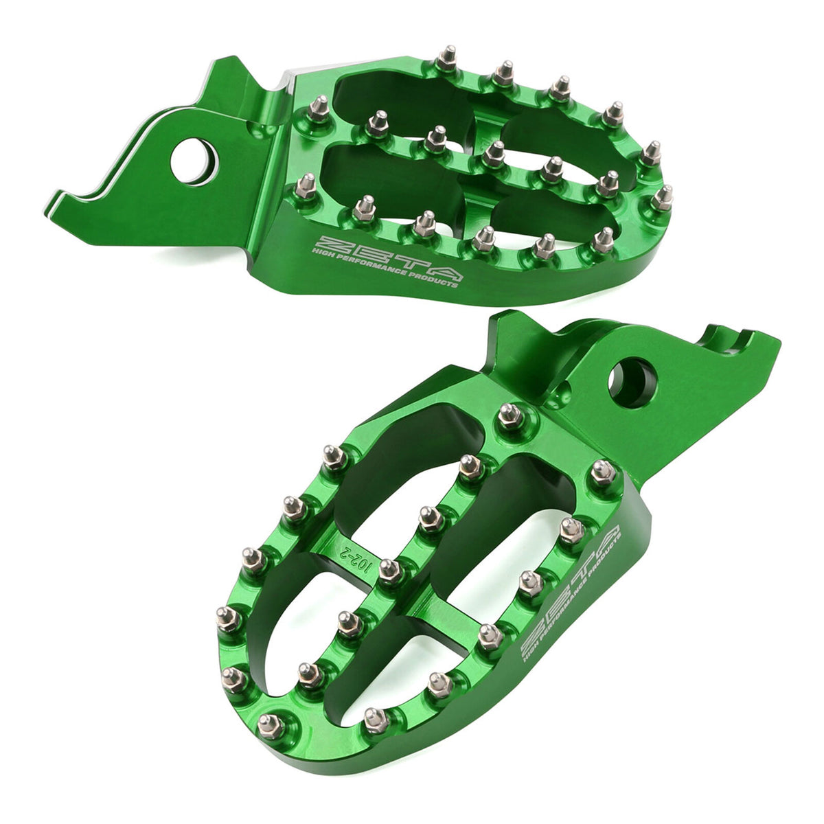 Zeta Aluminium Foot Pegs - Kawasaki KX250/450F ‘09-’26 - Green
