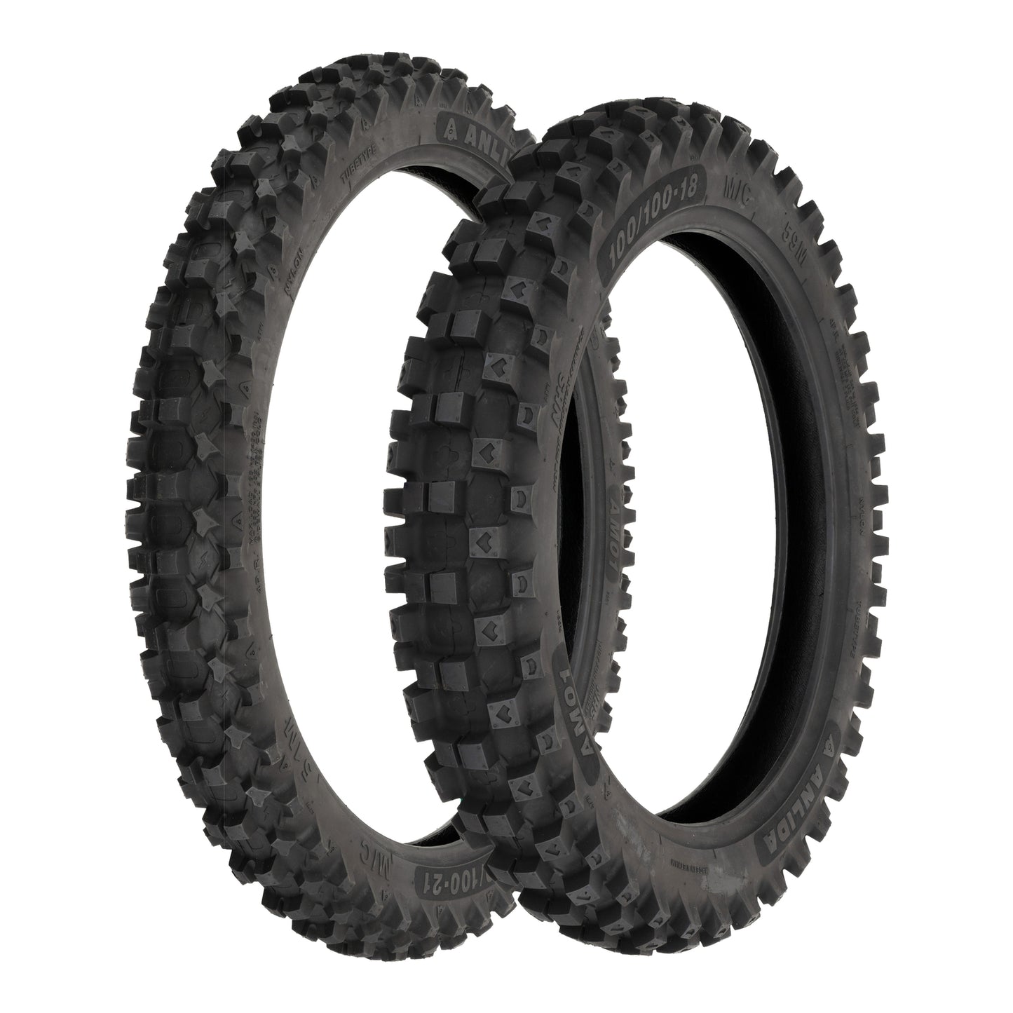 Anlida AM01 Tyre Set 80/100-21 Front & 100/100-18 Rear (NHS)