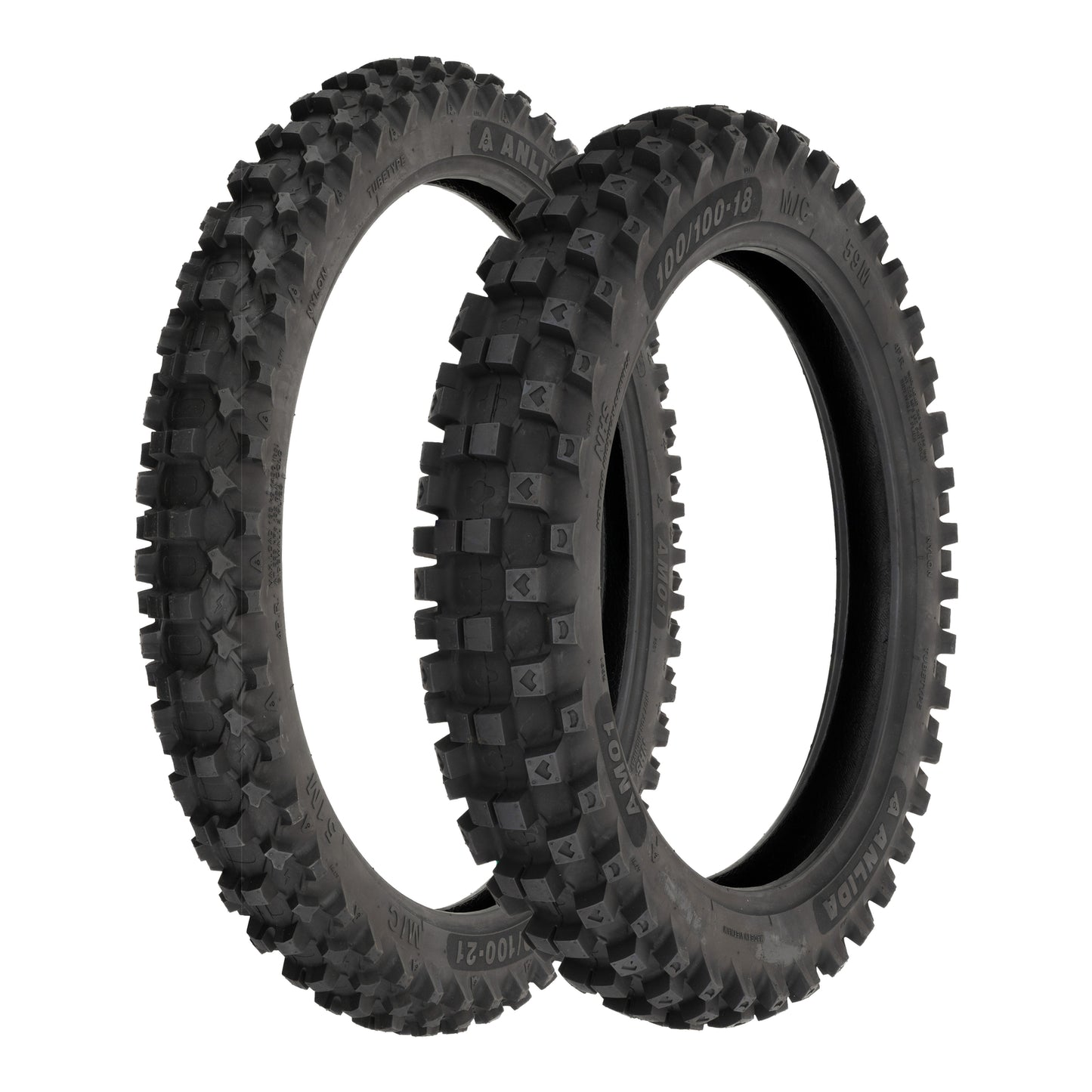 Anlida AM01 Tyre Set 80/100-21 Front & 100/90-19 Rear (NHS)