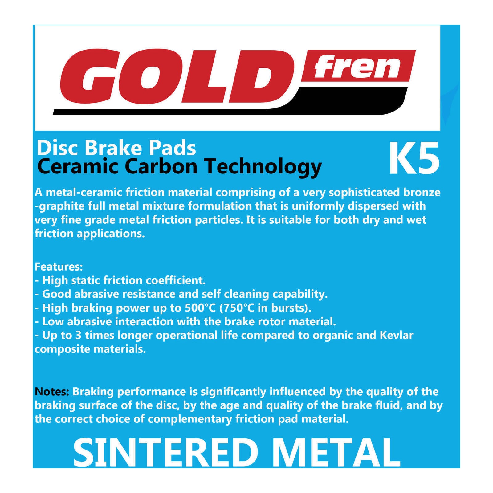GOLDfren Brake Pads Off-Road Racing GF046 - K5 (PR106)