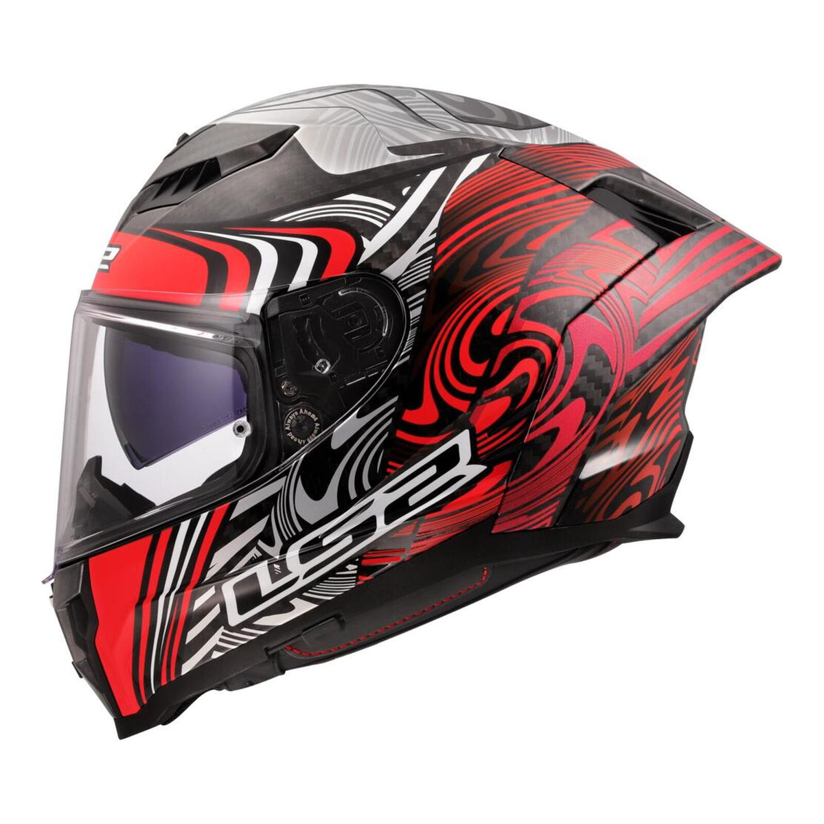 LS2 FF807 Dragon Carbon Enthum Helmet - Black / Red 06
