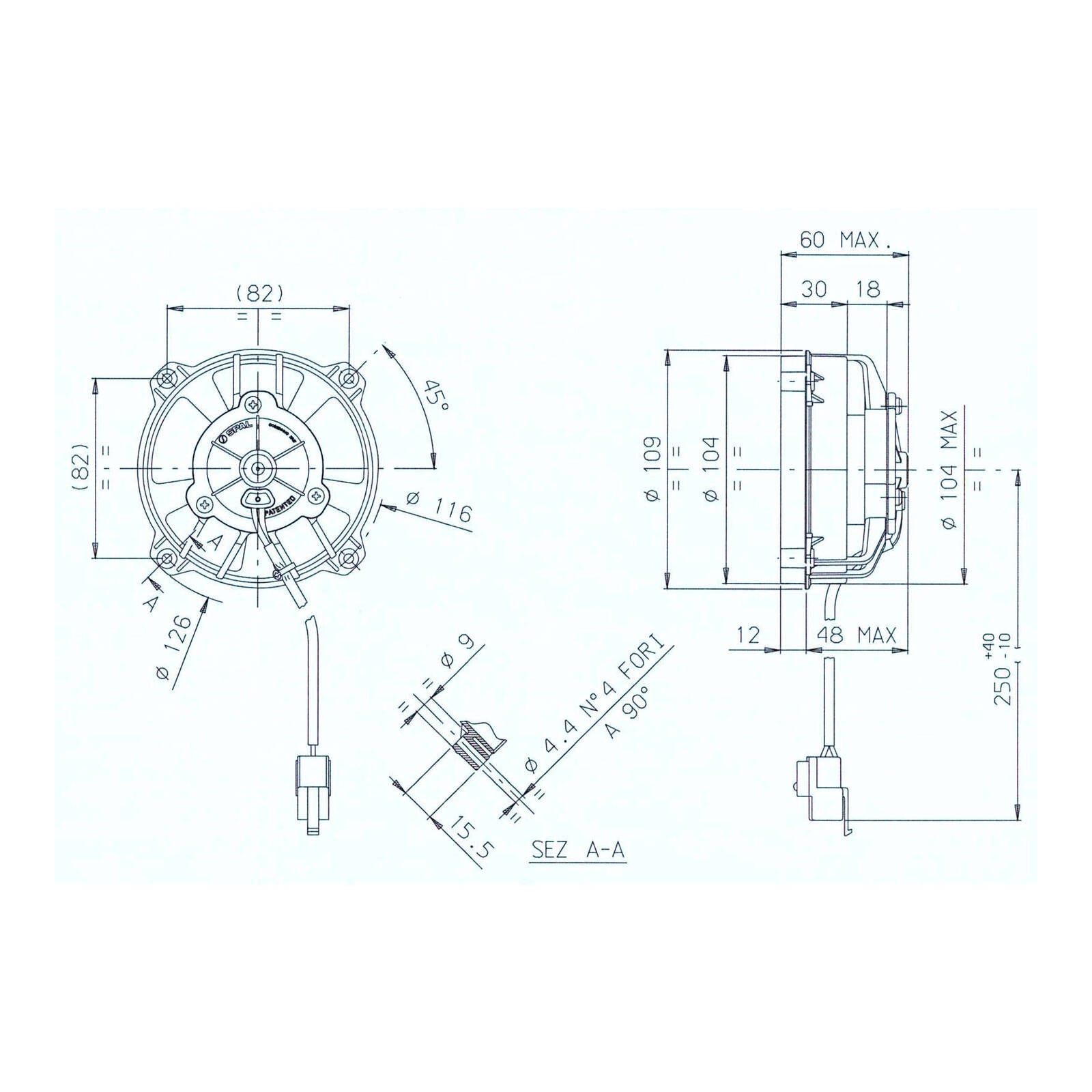 SPAL UNIVERSAL 12V COOLING FAN - 104MM DIAM X 60MM HIGH